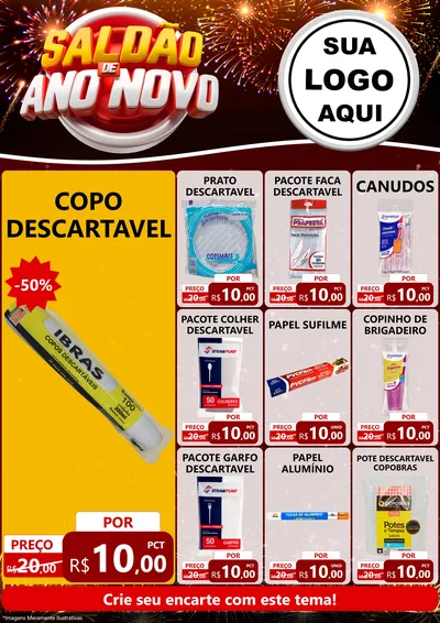 Modelo de Encarte para Encarte A4 Vertical com o tema Saldão de Ano Novo para Embalagens