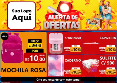 Modelo de Encarte para Encarte A4 Horizontal com o tema Alerta de Ofertas para Papelaria