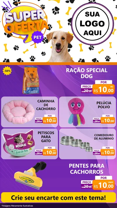 Modelo de TV para TV Vertical com o tema Super Oferta Pet para Pet Shop