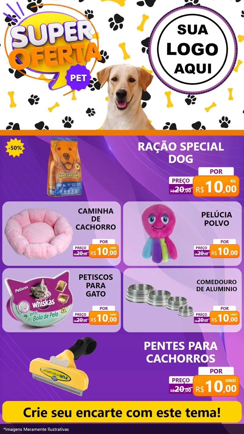 Modelo de TV para TV Vertical com o tema Super Oferta Pet para Pet Shop
