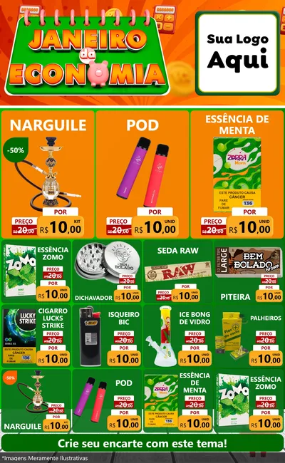 Modelo de Encarte para Encarte Grande com o tema Janeiro da Economia para Tabacaria