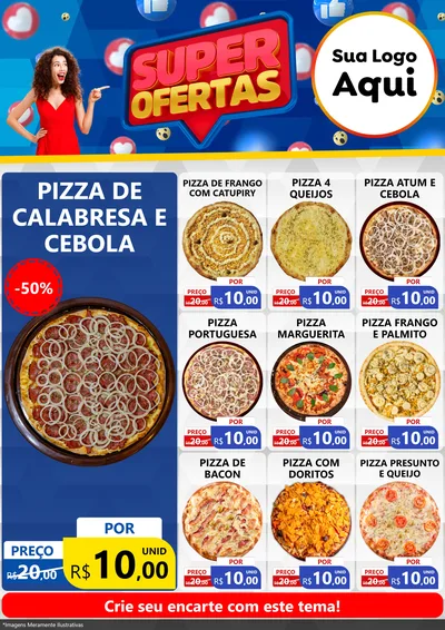 Modelo de Encarte para Encarte A4 Vertical com o tema Super Ofertas para Pizzaria