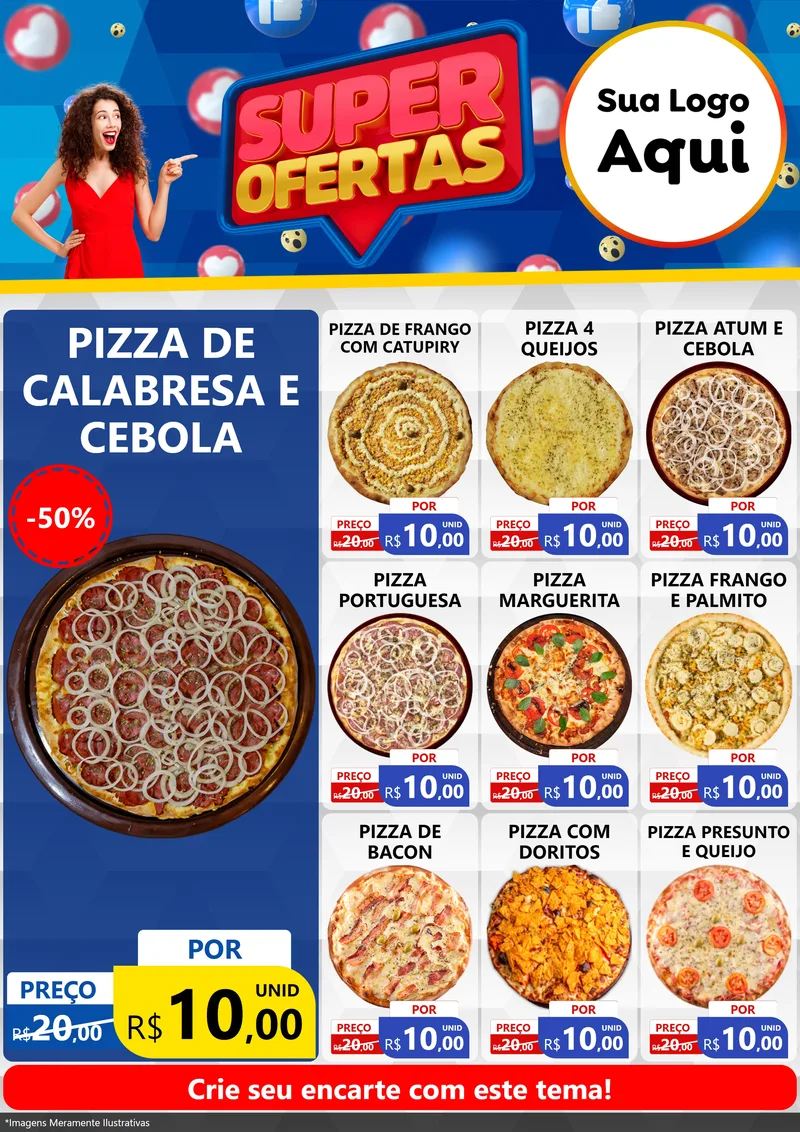 Modelo de Encarte para Encarte A4 Vertical com o tema Super Ofertas para Pizzaria