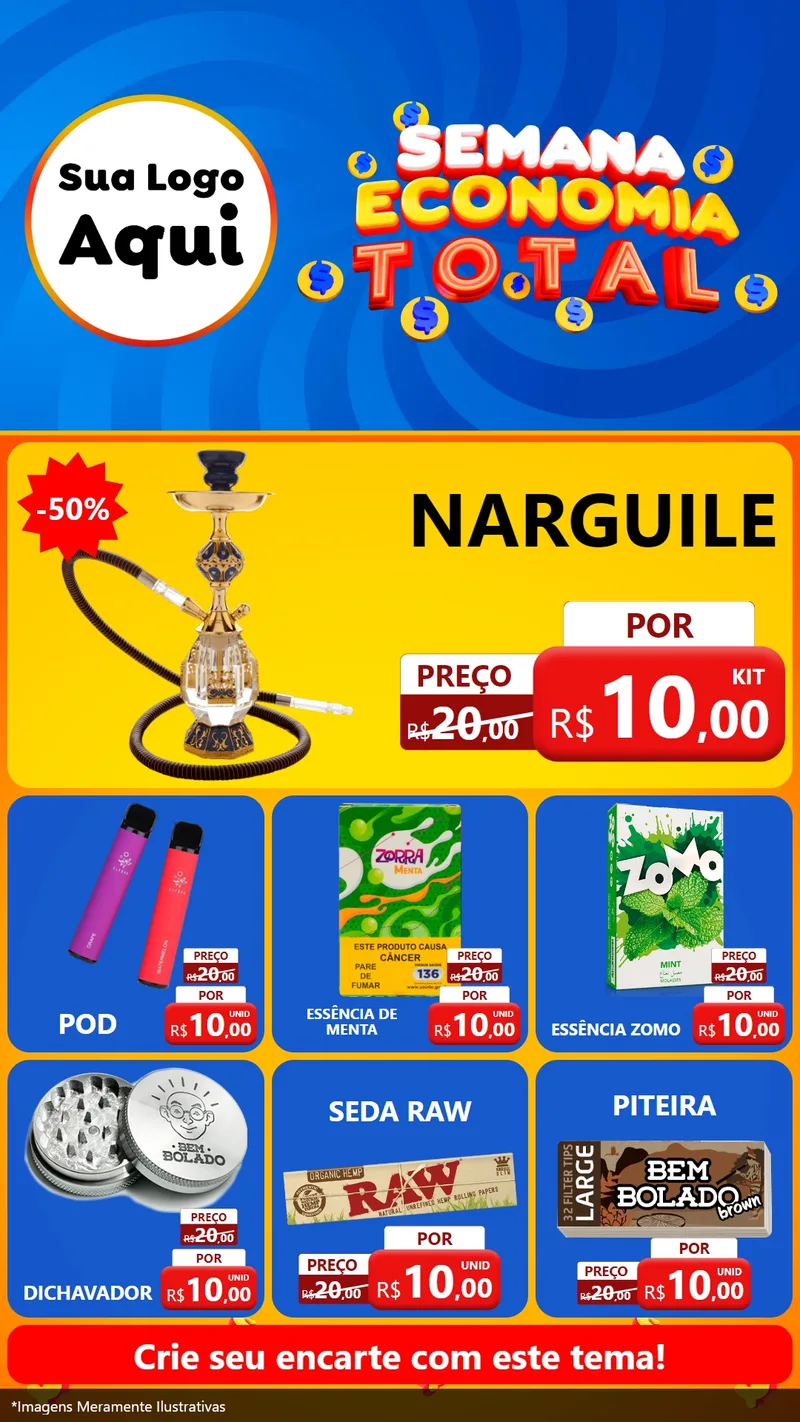Modelo de Rede Social para Stories com o tema Semana Economia Total para Tabacaria