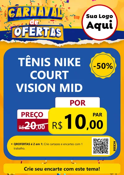 Modelo de Cartaz para Cartaz A4 Vertical com o tema Carnaval de Ofertas para Calçados