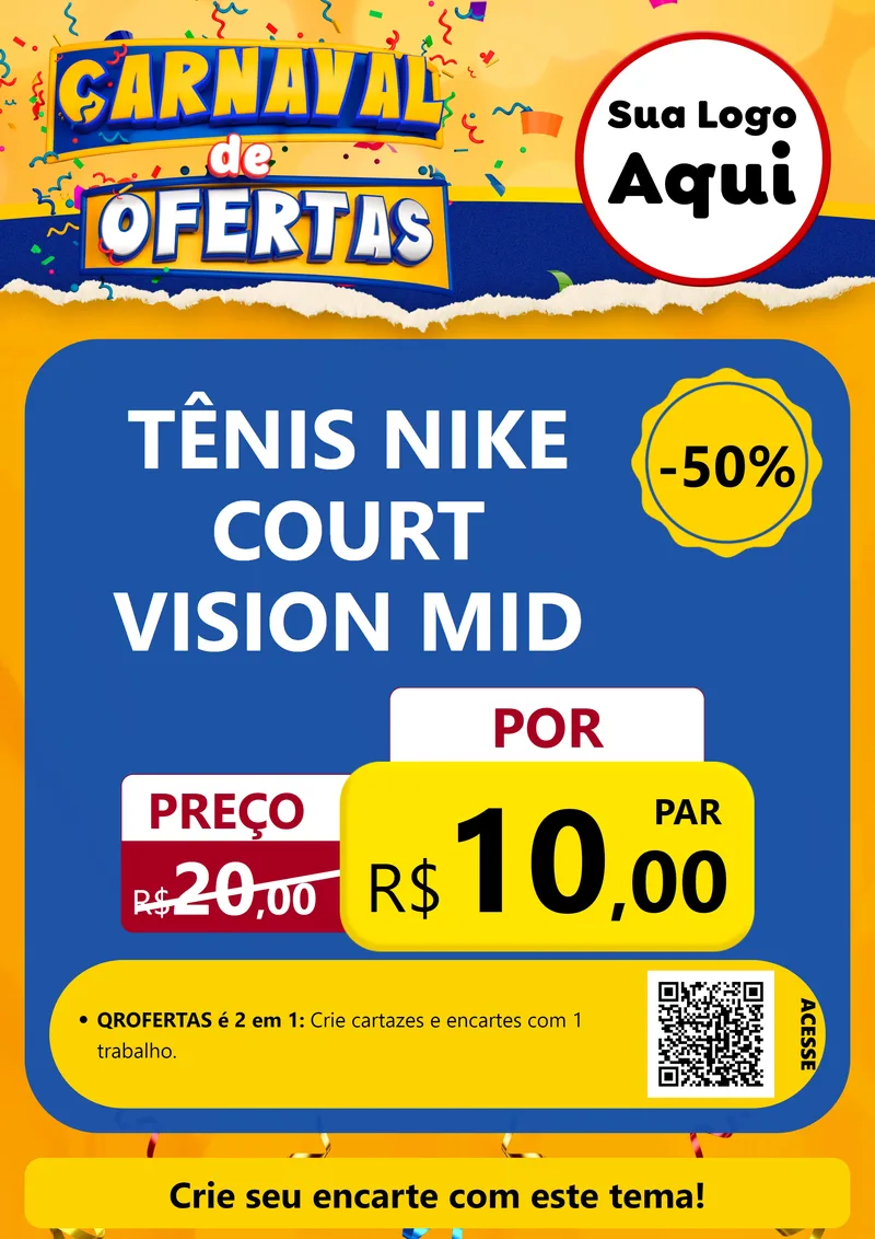 Modelo de Cartaz para Cartaz A4 Vertical com o tema Carnaval de Ofertas para Calçados