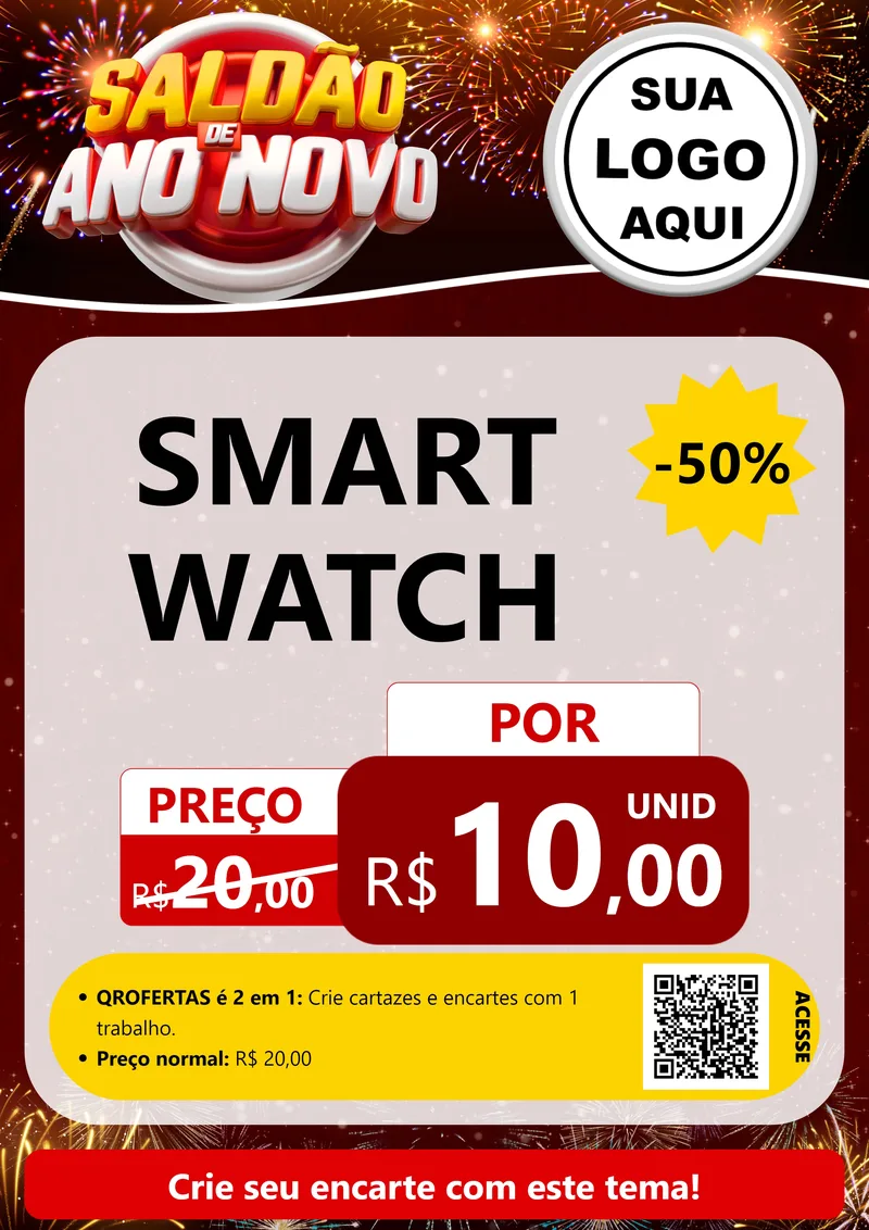 Modelo de Cartaz para Cartaz A4 Vertical com o tema Saldão de Ano Novo para Informática