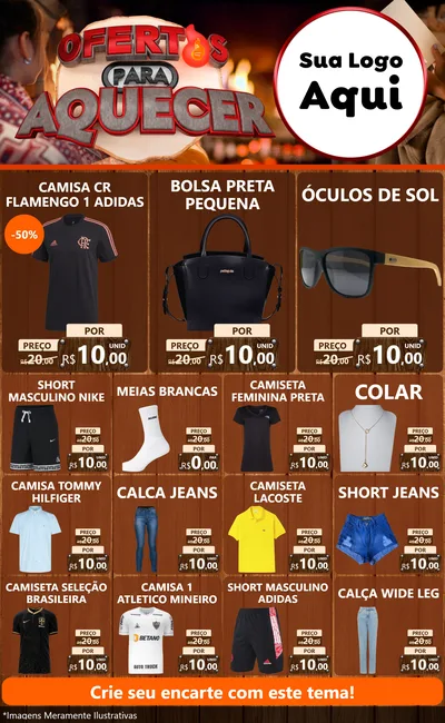 Modelo de Encarte para Encarte Grande com o tema Ofertas Para Aquecer para Roupas e acessórios