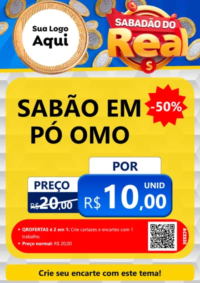 Modelo de Cartaz para Cartaz A4 Vertical com o tema Sabadão do Real para Produtos de Limpeza