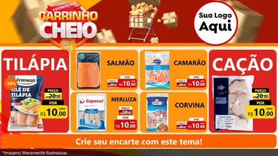Modelo de TV para TV Horizontal com o tema Promoção carrinho cheio para Peixaria