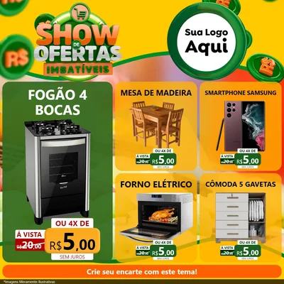 Modelo de Rede Social para Feed Facebook com o tema Show de Ofertas Imbatíveis para Móveis e Eletro