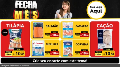Modelo de TV para TV Horizontal com o tema Fecha Mês para Peixaria