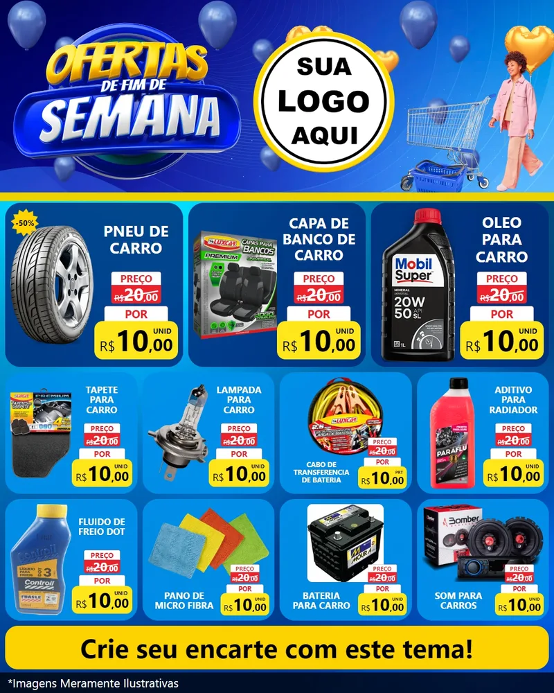 Modelo de Rede Social para Feed Instagram com o tema Ofertas de Fim de Semana para Auto peças