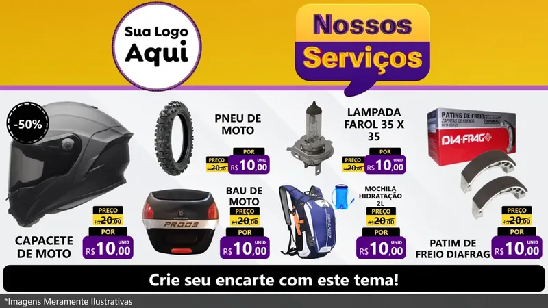 Modelo de TV para TV Horizontal com o tema Nossos Serviços para Moto peças