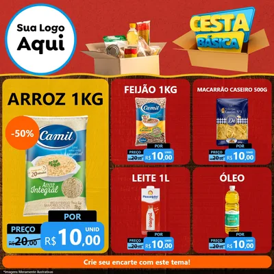 Modelo de Rede Social para Feed Facebook com o tema Cesta Básica para Supermercado