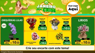 Modelo de TV para TV Horizontal com o tema Janeiro Sem Crise para Floricultura e jardim