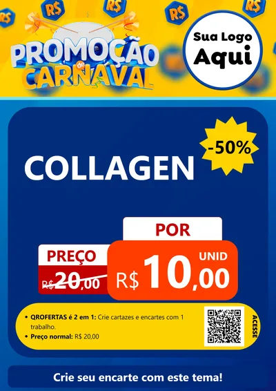 Modelo de Cartaz para Cartaz A4 Vertical com o tema Promoção de Carnaval para Suplementos alimentares
