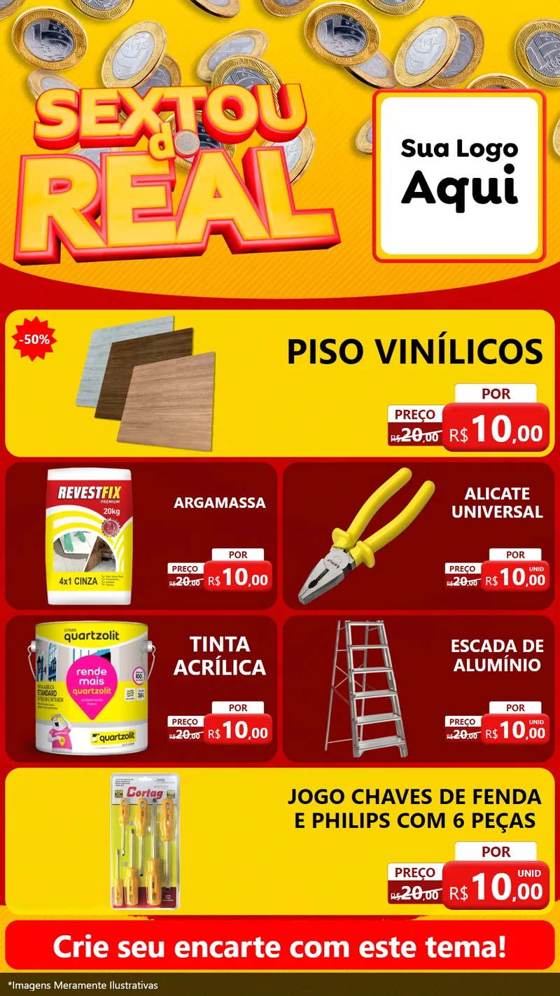 Modelo de TV para TV Vertical com o tema Sextou do Real para Material para Construção