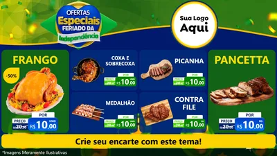 Modelo de TV para TV Horizontal com o tema Ofertas Especiais Feriado da Independência para Assados