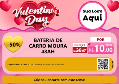 Modelo de Cartaz para Cartaz A4 Horizontal com o tema Valentine's Day para Baterias Elétricas