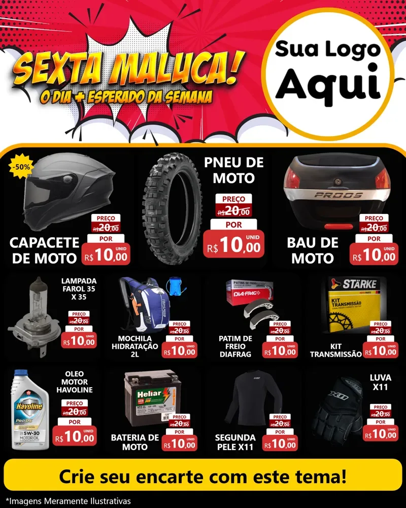 Modelo de Rede Social para Feed Instagram com o tema Sexta Maluca! para Moto peças