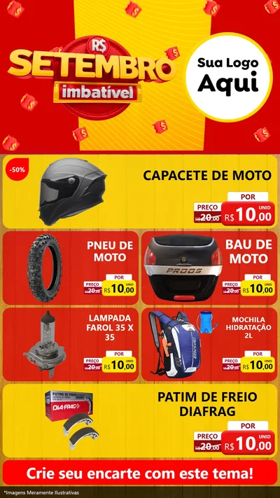 Modelo de TV para TV Vertical com o tema Setembro Imbatível para Moto peças