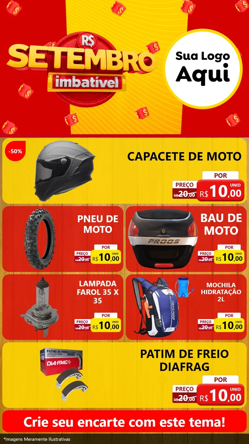 Modelo de TV para TV Vertical com o tema Setembro Imbatível para Moto peças