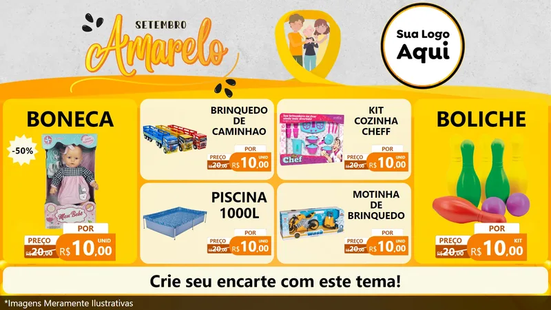 Modelo de TV para TV Horizontal com o tema Setembro Amarelo para Brinquedos