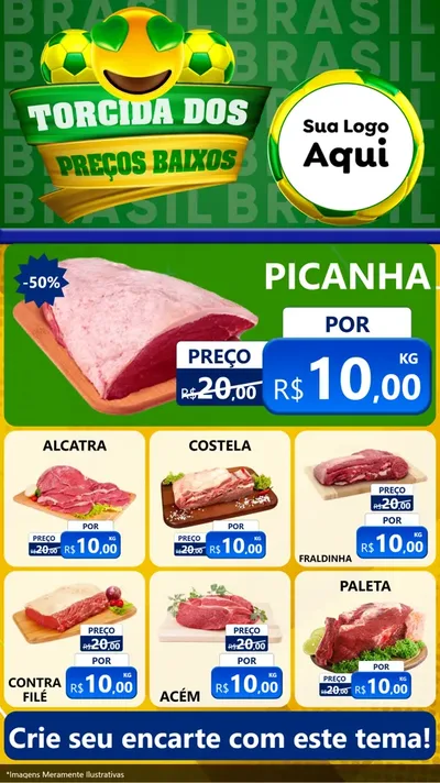 Modelo de Rede Social para Stories com o tema Torcida dos Preços Baixos - Copa para Açougue