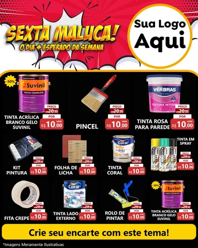 Modelo de Rede Social para Feed Instagram com o tema Sexta Maluca! para Tintas e Ferramentas
