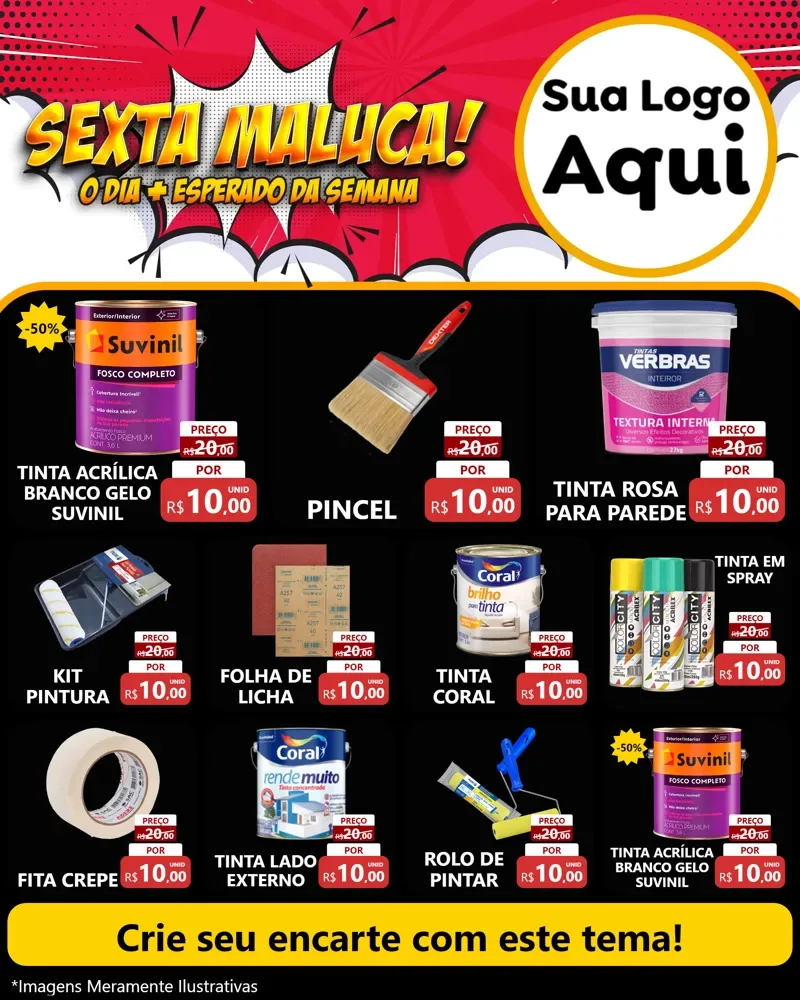 Modelo de Rede Social para Feed Instagram com o tema Sexta Maluca! para Tintas e Ferramentas
