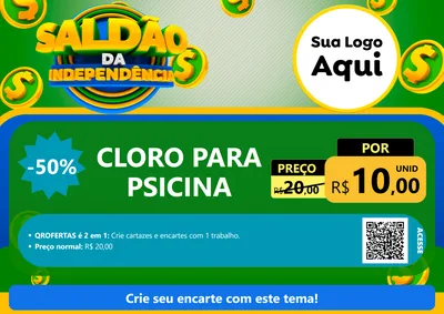 Modelo de Cartaz para Cartaz A4 Horizontal com o tema Saldão da Indepêndencia para Produtos para Piscina