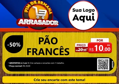 Modelo de Cartaz para Cartaz A4 Horizontal com o tema Fim De Semana Arrasador para Padaria