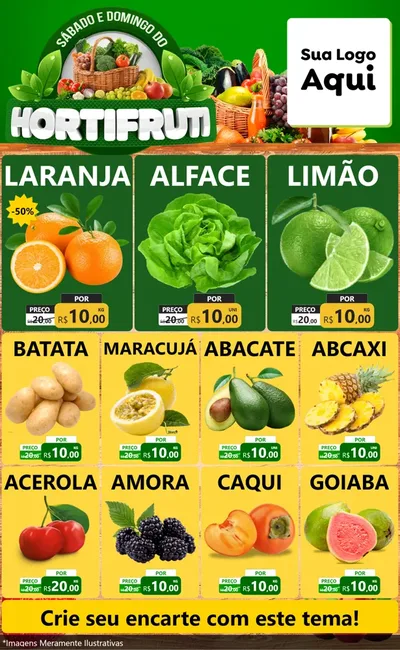 Modelo de Encarte para Encarte Grande com o tema Sábado e Domingo do Hortifruti para Hortifrúti