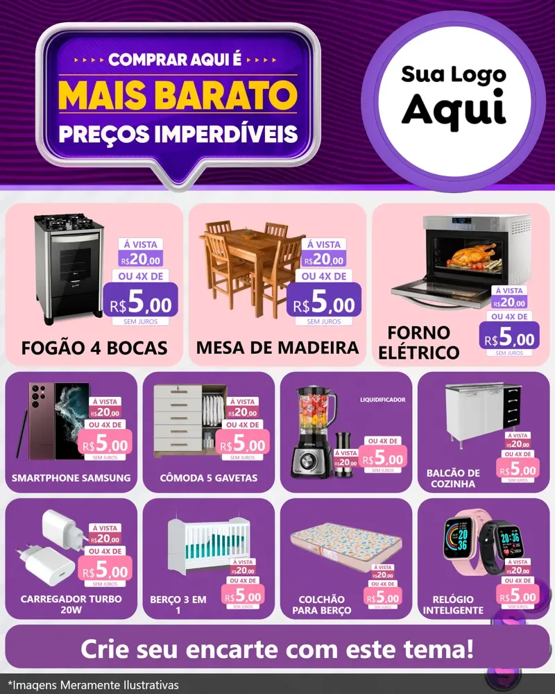 Modelo de Rede Social para Feed Instagram com o tema Mais Barato para Móveis e Eletro