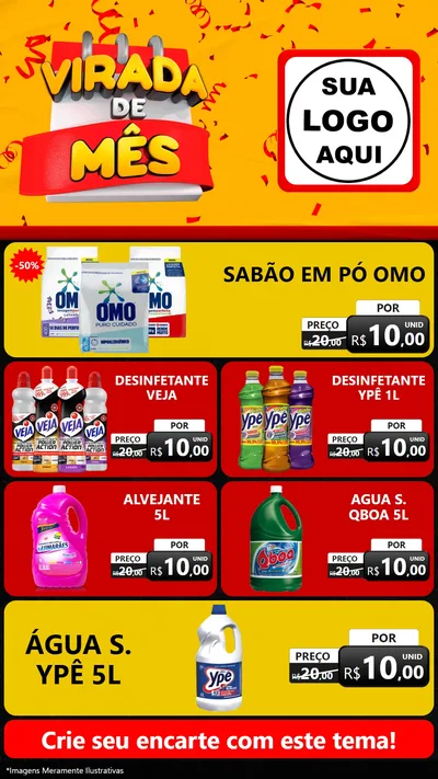 Modelo de TV para TV Vertical com o tema Virada de Mês para Produtos de Limpeza