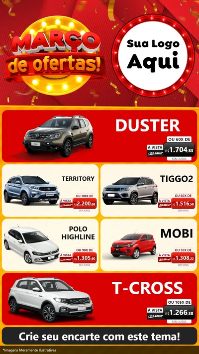 Modelo de TV para TV Vertical com o tema Março de Ofertas! para Concessionaria de Carros