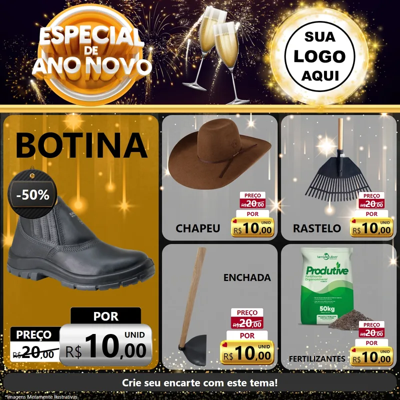Modelo de Rede Social para Feed Facebook com o tema Especial de Ano Novo para Agropecuária