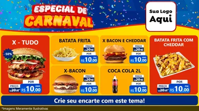 Modelo de TV para TV Horizontal com o tema Especial de Carnaval para Hamburgueria