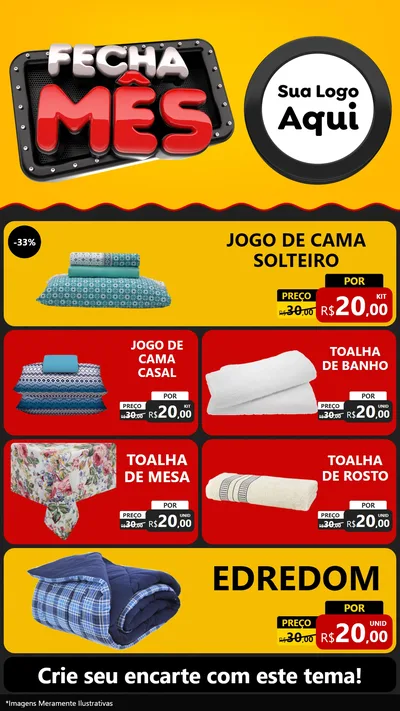 Modelo de TV para TV Vertical com o tema Fecha Mês para Cama, Mesa e Banho