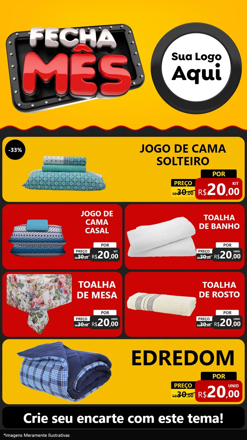 Modelo de TV para TV Vertical com o tema Fecha Mês para Cama, Mesa e Banho