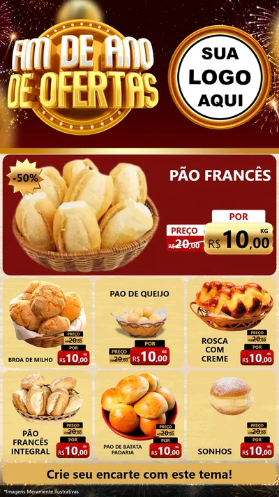 Modelo de Rede Social para Stories com o tema Fim de Ano de Ofertas para Padaria