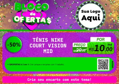 Modelo de Cartaz para Cartaz A4 Horizontal com o tema Bloco de Ofertas para Calçados