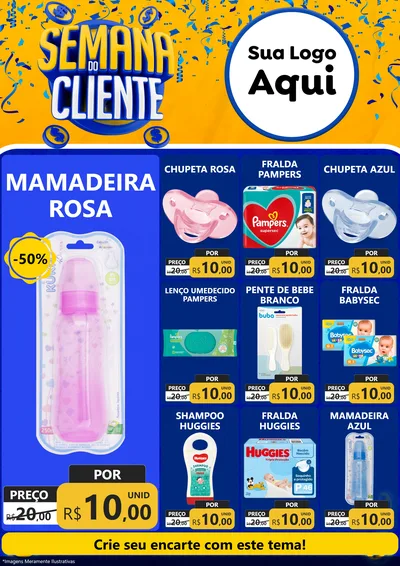 Modelo de Encarte para Encarte A4 Vertical com o tema Semana do Cliente para Bebês