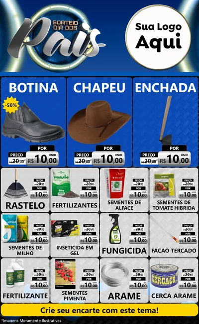 Modelo de Encarte para Encarte Grande com o tema Sorteio Dia Dos Pais para Agropecuária