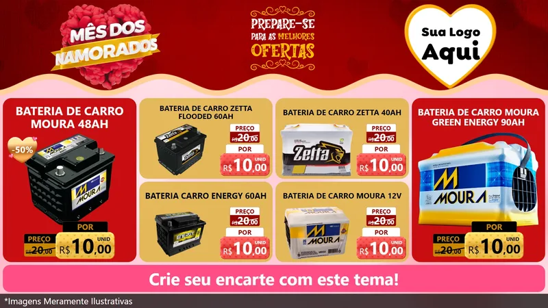 Modelo de TV para TV Horizontal com o tema Mês dos Namorados para Baterias Elétricas