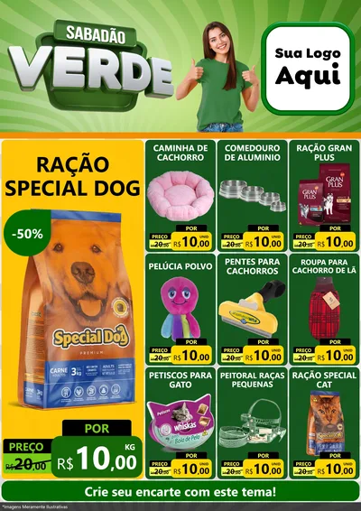 Modelo de Encarte para Encarte A4 Vertical com o tema Sabadão Verde para Pet Shop