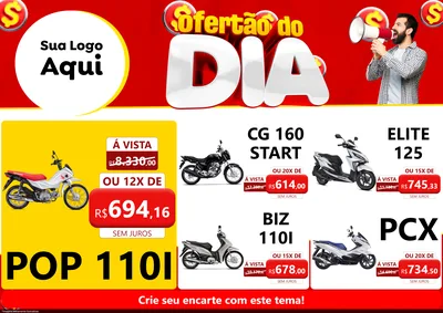 Modelo de Encarte para Encarte A4 Horizontal com o tema Ofertão do dia para Concessionaria de Motos