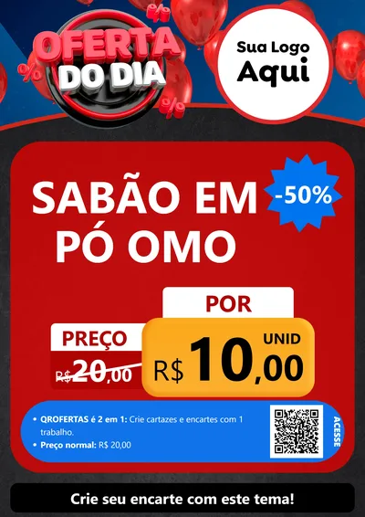 Modelo de Cartaz para Cartaz A4 Vertical com o tema Oferta do Dia para Produtos de Limpeza