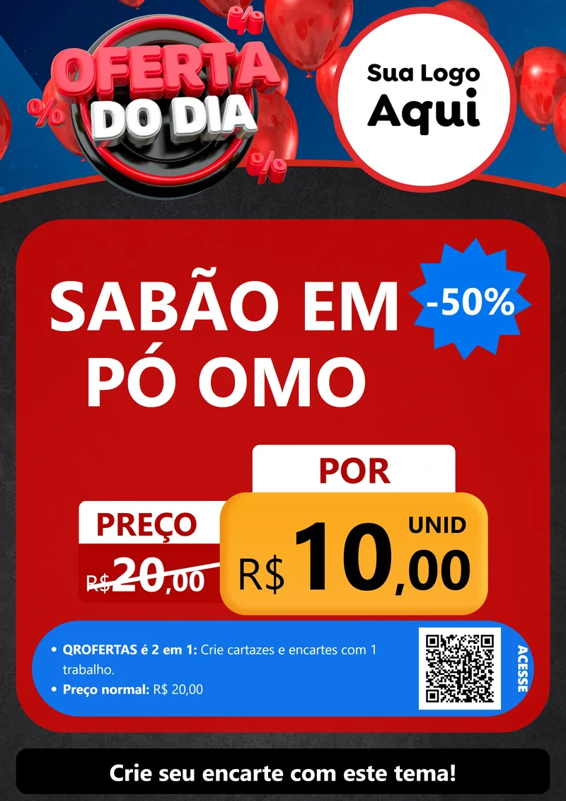 Modelo de Cartaz para Cartaz A4 Vertical com o tema Oferta do Dia para Produtos de Limpeza